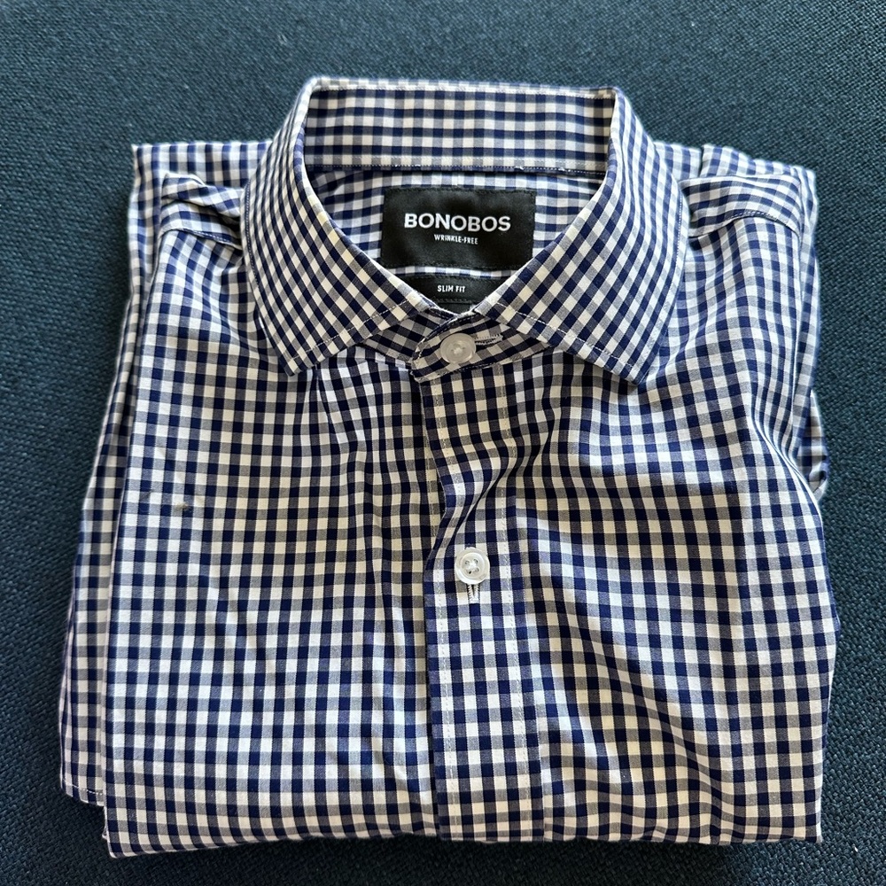Bonobos Blue Dress Shirt Slim Fit size 15.5/34